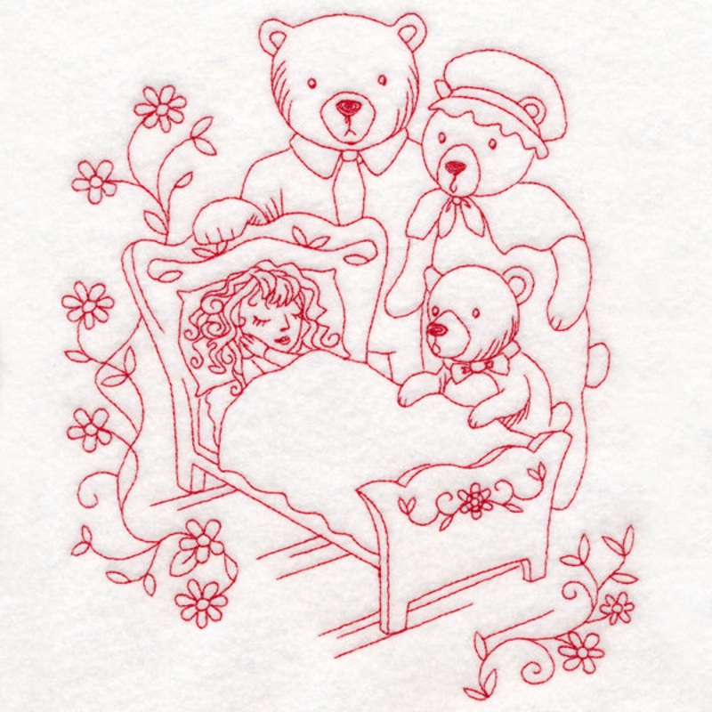 Enchanted Fairy Tale – Goldilocks (Redwork)