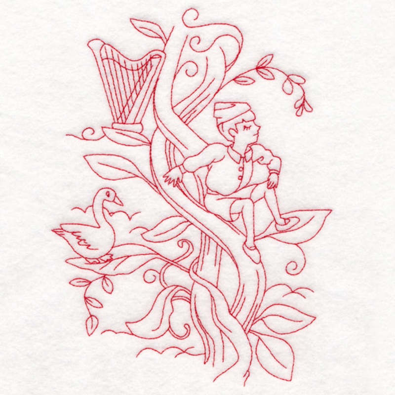 Enchanted Fairy Tale – Jack and the Beanstalk (Redwork)