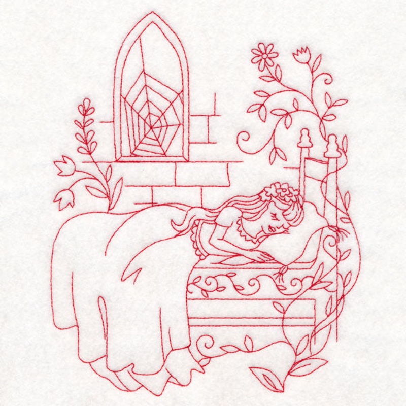 Enchanted Fairy Tale – Sleeping Beauty (Redwork)