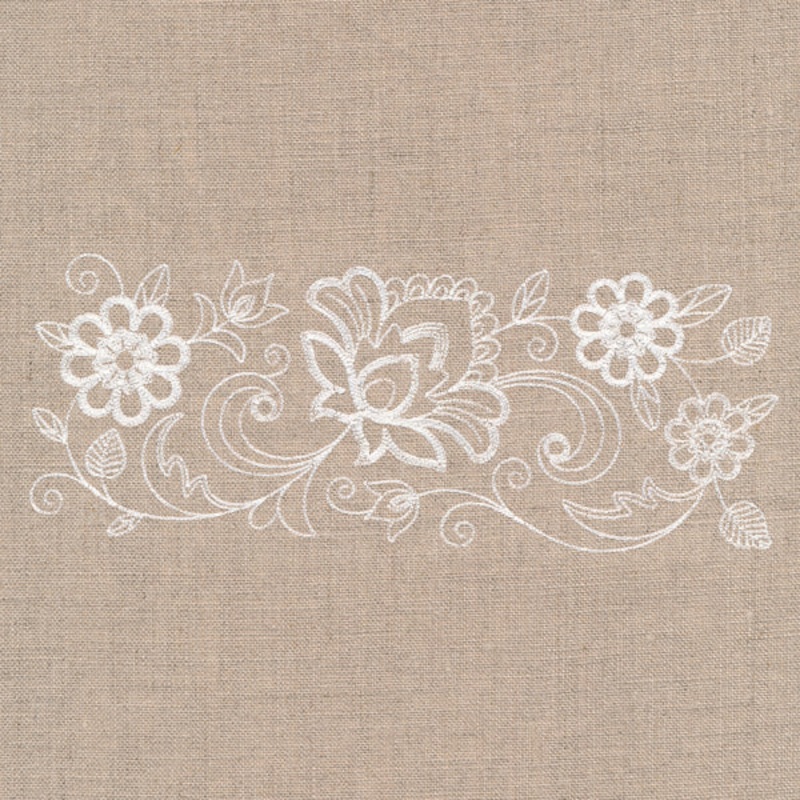 Flourishing Floral Border (Whitework)