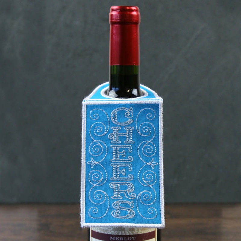 Cheers Wine Tag (In-the-Hoop)|6.86″ x 2.89″ / 174.24mm x 73.41mm