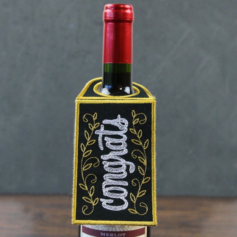Congrats Wine Tag (In-the-Hoop)