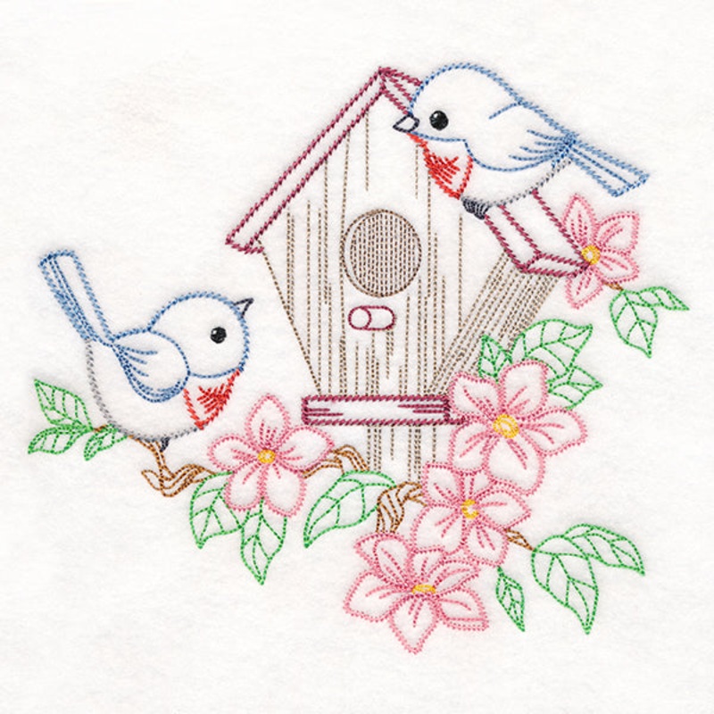 Feathered Friends Birdhouse – Bluebirds (Vintage)