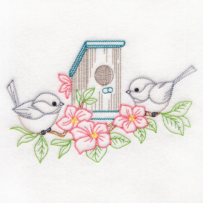 Feathered Friends Birdhouse – Chickadees (Vintage)