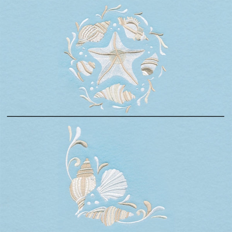 Dancing Seashells Pillow Pair|6.09″ x 5.86″ / 154.69mm x 148.84mm|5.05″ x 4.86″ / 128.27mm x 123.44mm|3.9″ x 3.75″ / 99.06mm x 95.25mm|All Sizes