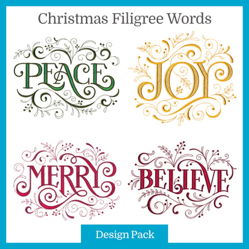 A Christmas Filigree Words Design Pack