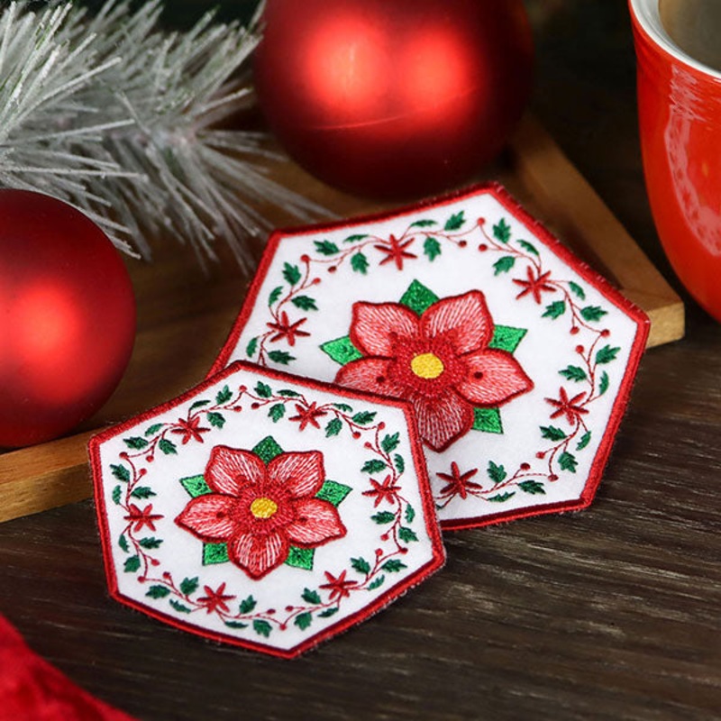 Christmas Rose Coaster (In-the-Hoop)