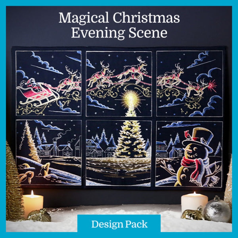 A Magical Christmas Evening Scene Design Pack