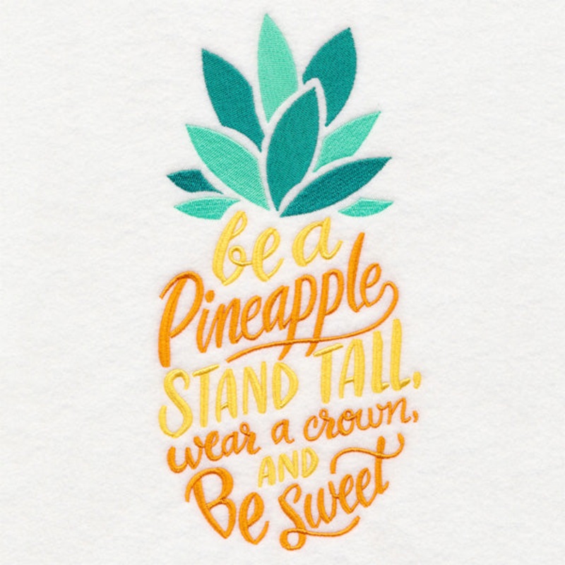 Be Like A Pineapple|11.74″ x 5.85″ / 298.1mm x 148.71mm|9.38″ x 4.68″ / 238.37mm x 118.95mm|7.81″ x 3.9″ / 198.29mm x 98.99mm|6.84″ x 3.42″ / 173.85mm x 86.96mm|3.9″ x 2.07″ / 98.97mm x 52.66mm|All Sizes