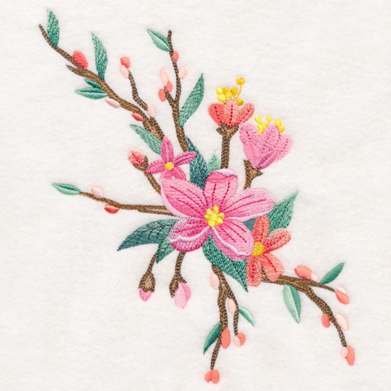 Branches in Bloom Spray|7.42″ x 6.85″ / 188.47mm x 174.01mm|6.34″ x 5.85″ / 161.16mm x 148.63mm|5.26″ x 4.85″ / 133.65mm x 123.26mm|All Sizes