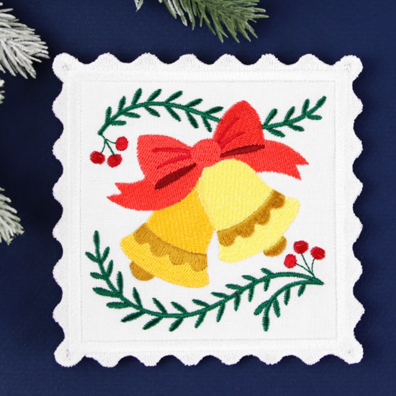 Christmas Stamp Coasters – Bells (In-the-Hoop)