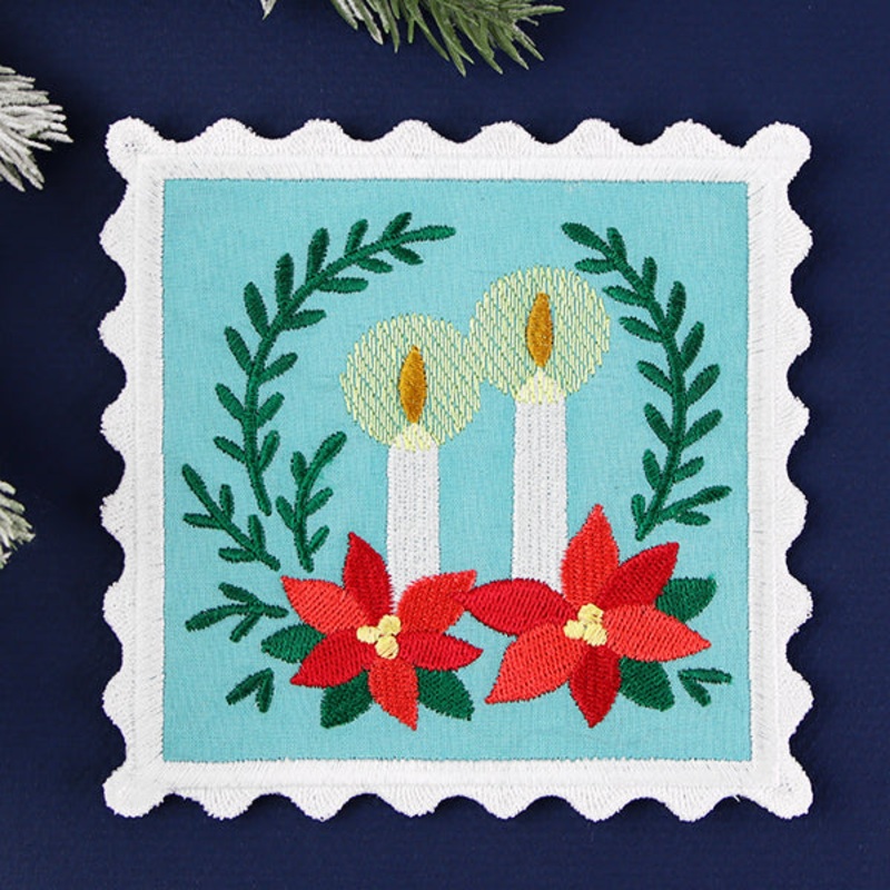 Christmas Stamp Coasters – Candles (In-the-Hoop)