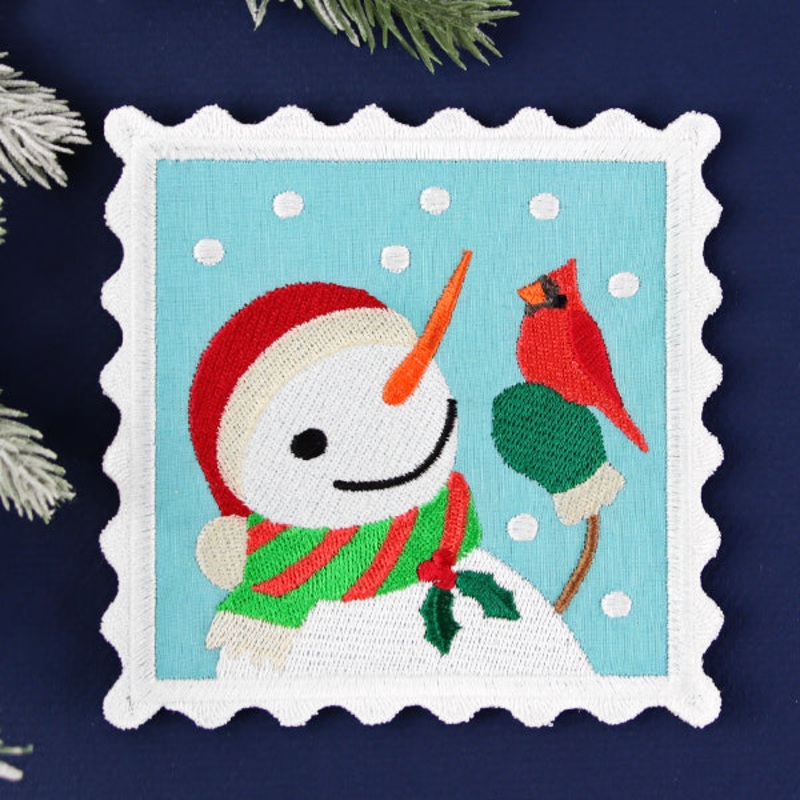 Christmas Stamp Coasters – Snowman (In-the-Hoop)