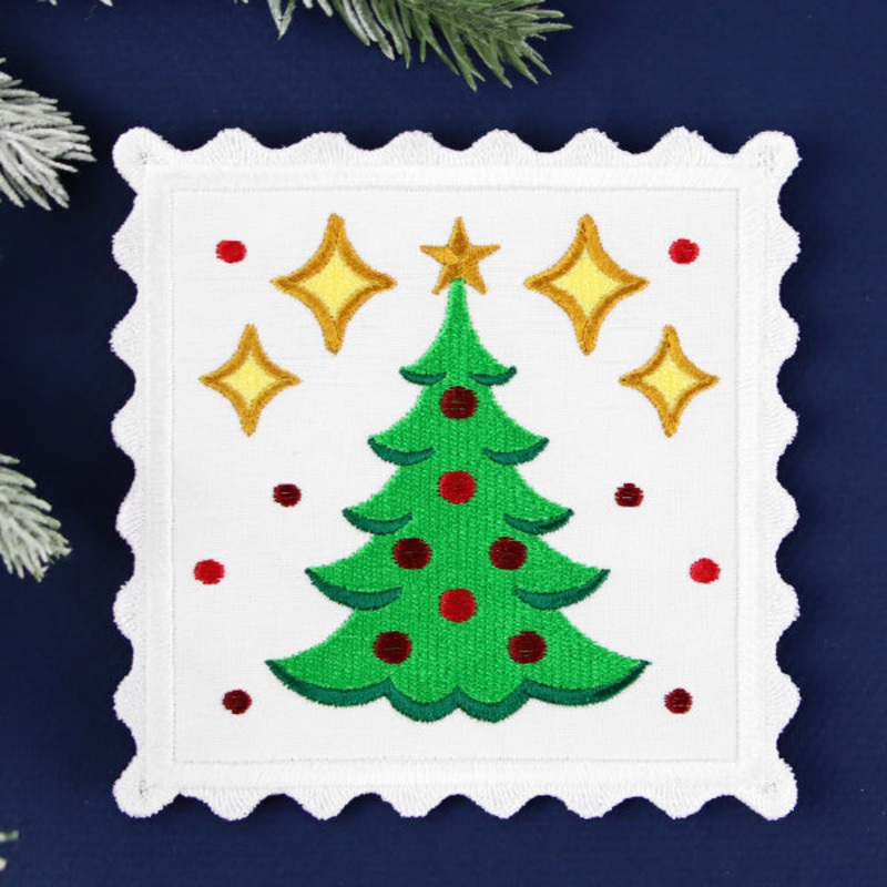 Christmas Stamp Coasters – Tree (In-the-Hoop)