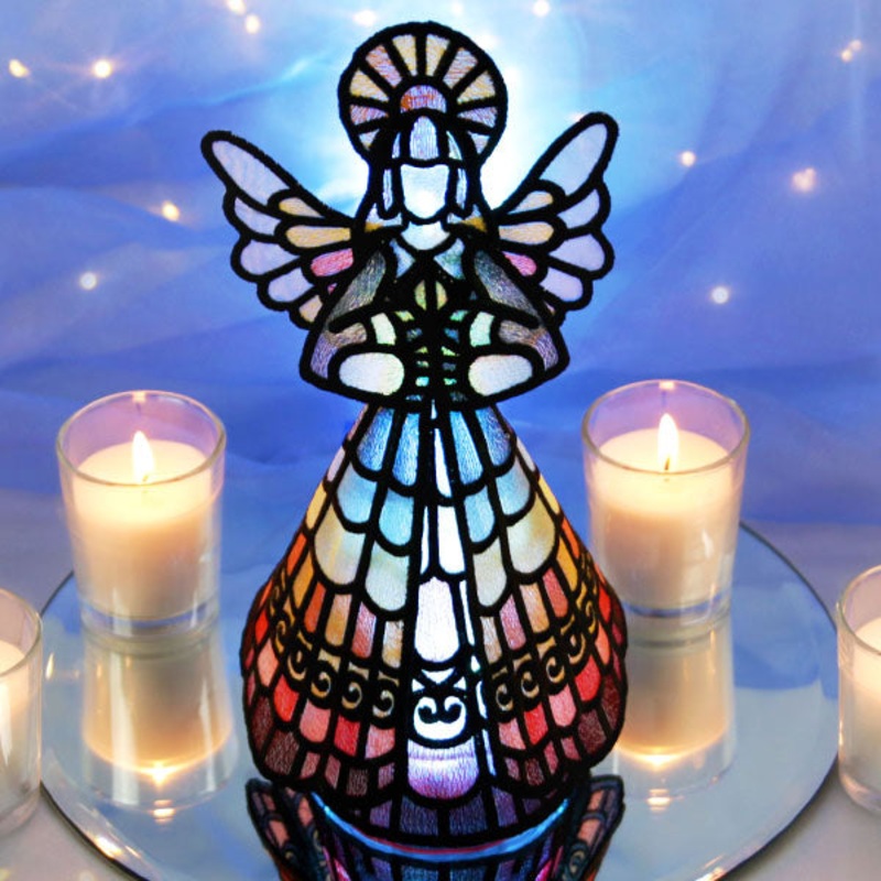 Stained Glass Organza Angel in 3D (Lace)