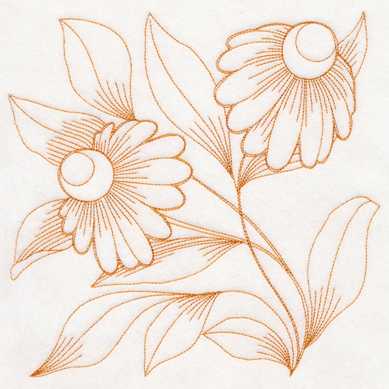 Autumn Bounty Quilting Square – Coneflowers (Double Run)