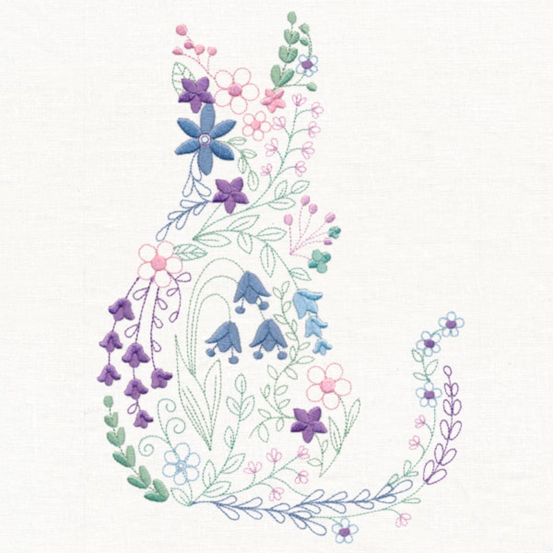 Delicate Wildflower Cat|9.84″ x 6.85″ / 249.84mm x 174.06mm|7.75″ x 5.4″ / 196.92mm x 137.21mm|6.86″ x 4.78″ / 174.29mm x 121.39mm|3.88″ x 2.72″ / 98.47mm x 68.98mm|All Sizes