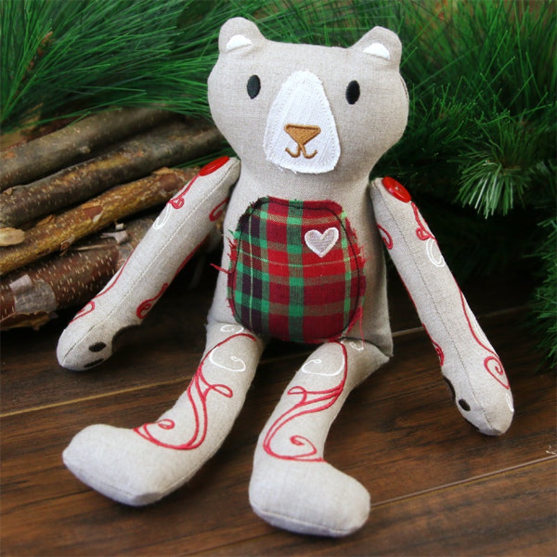 Vintage Christmas Bear Doll (In-the-Hoop)