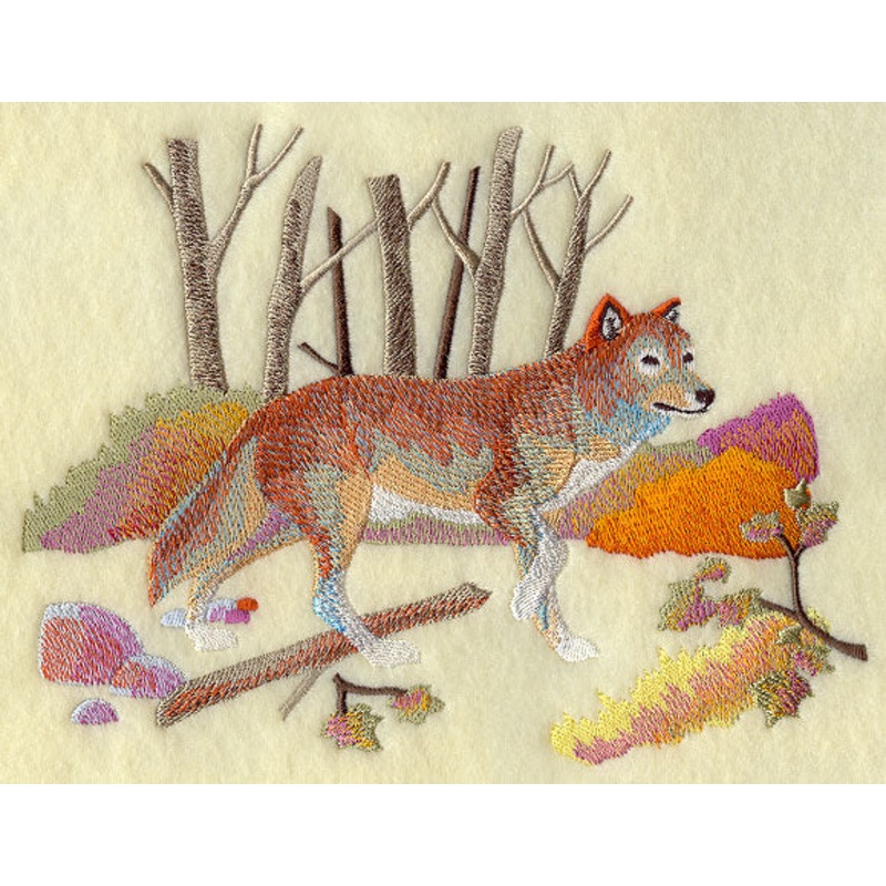 Autumn Wolf in Watercolor|5.85″ x 7.75″ / 148.66mm x 196.95mm|4.86″ x 6.42″ / 123.42mm x 162.97mm|All Sizes