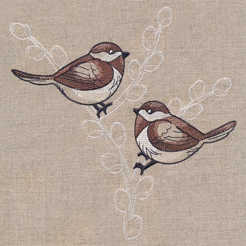 Cheery Chickadees on Branches|7.8″ x 7.55″ / 198.03mm x 191.78mm|7.07″ x 6.85″ / 179.59mm x 173.94mm|6.04″ x 5.85″ / 153.36mm x 148.53mm|5″ x 4.85″ / 127.12mm x 123.18mm|3.85″ x 3.73″ / 97.69mm x 94.66mm|All Sizes