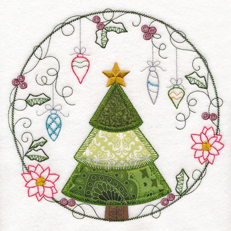Cheery Christmas Tree Wreath (Heirloom Applique)