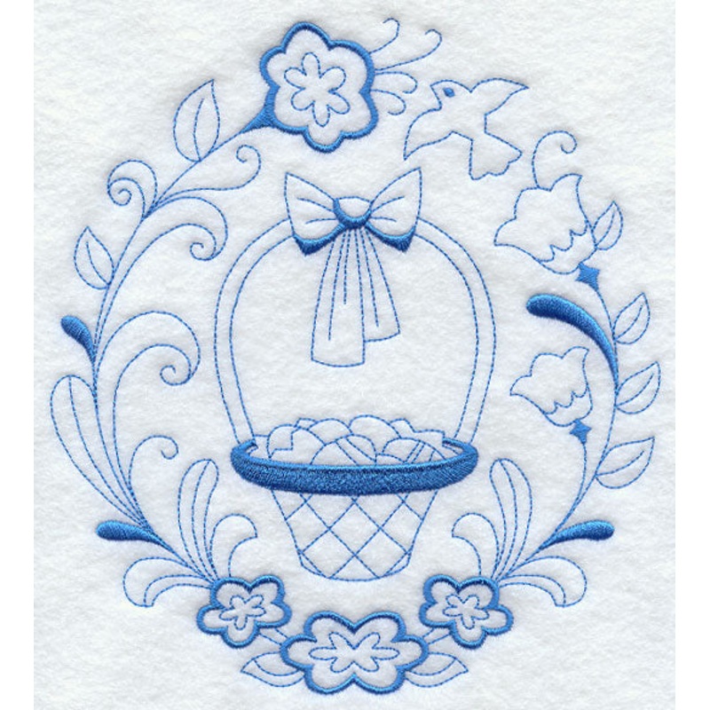 Easter Basket Circle (Redwork)