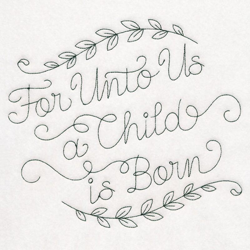 For Unto Us a Child is Born|6.85″ x 7.74″ / 173.93mm x 196.57mm|5.85″ x 6.61″ / 148.56mm x 167.85mm|4.84″ x 5.47″ / 122.94mm x 138.95mm|3.4″ x 3.85″ / 86.48mm x 97.74mm|All Sizes