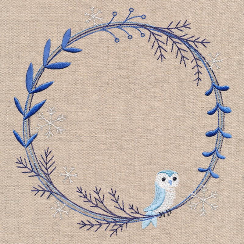 Frosted Owl Winter Wreath|7.81″ x 7.44″ / 198.32mm x 188.98mm|6.86″ x 6.53″ / 174.19mm x 165.97mm|5.86″ x 5.58″ / 148.79mm x 141.75mm|4.86″ x 4.63″ / 123.39mm x 117.53mm|3.86″ x 3.68″ / 97.93mm x 93.51mm|All Sizes