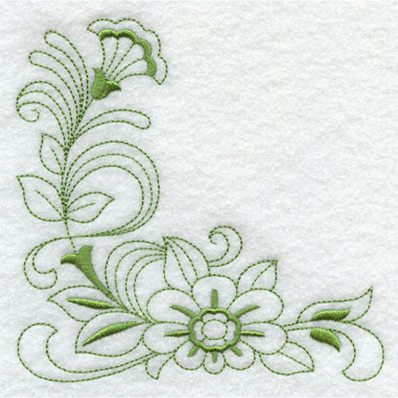 Spring Flower Corner (Redwork)