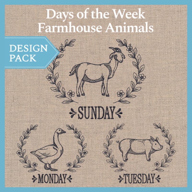 A Days of the Week Farmhouse Animals Design Pack