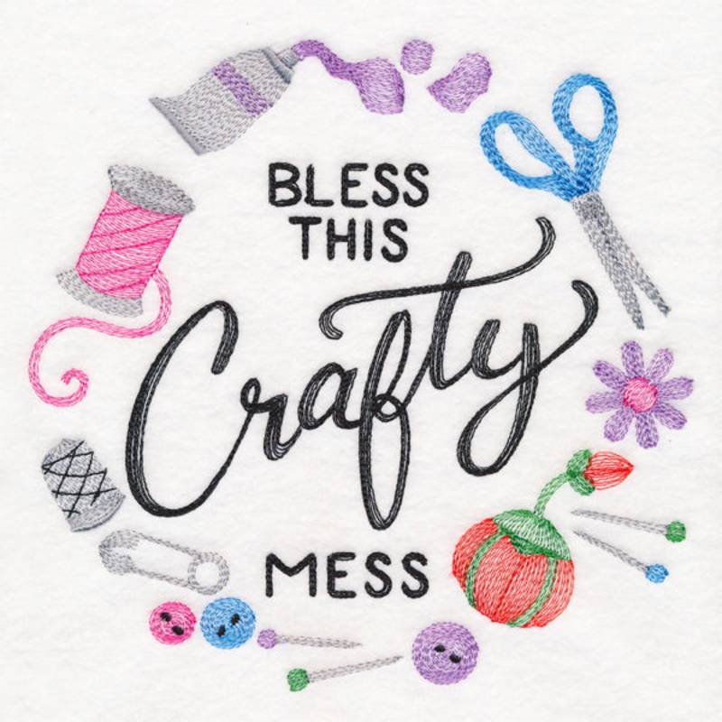 Bless This Crafty Mess Wreath|7.58″ x 7.8″ / 192.58mm x 198.04mm|6.66″ x 6.84″ / 169.11mm x 173.82mm|5.69″ x 5.85″ / 144.5mm x 148.54mm|4.71″ x 4.84″ / 119.73mm x 123.05mm|3.74″ x 3.84″ / 95.07mm x 97.66mm|All Sizes