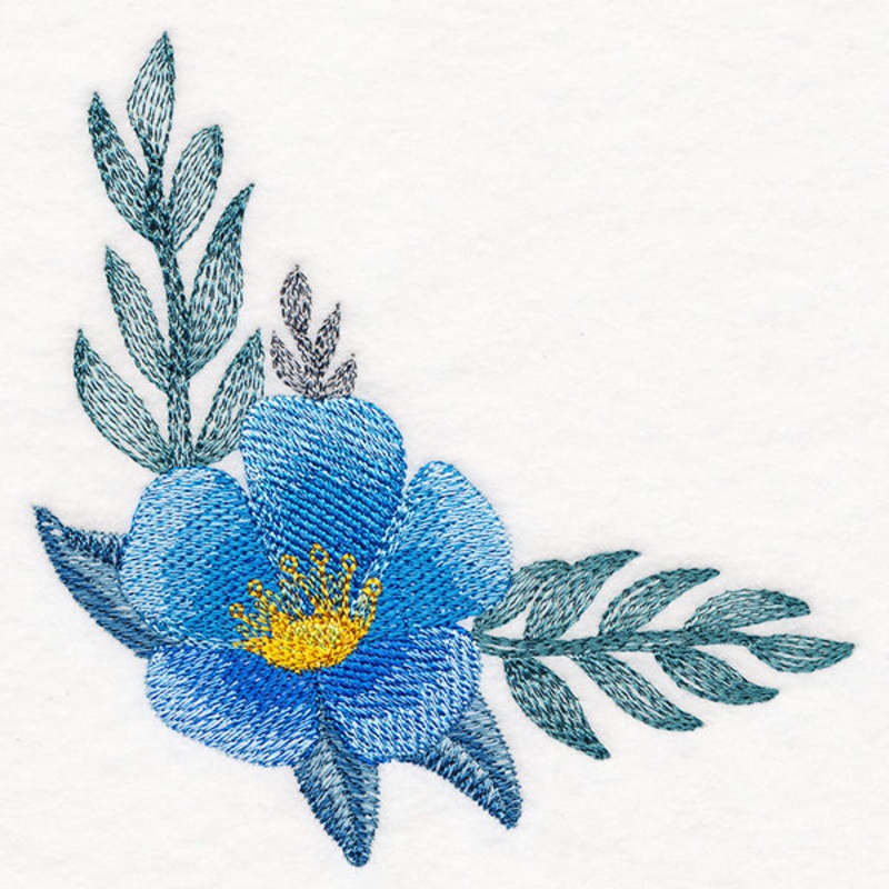 Botanical Blues Flower Corner in Watercolor
