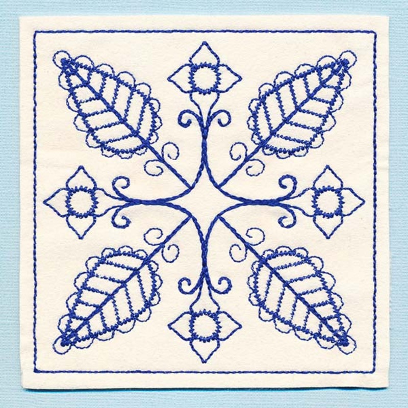 Botanical Blues – Folk Flowers Coaster (In-the-Hoop)