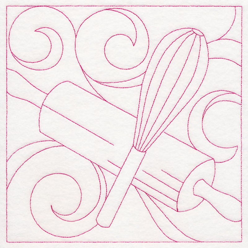 Cozy Kitchen Quilting – Whisk and Rolling Pin (Double Run)
