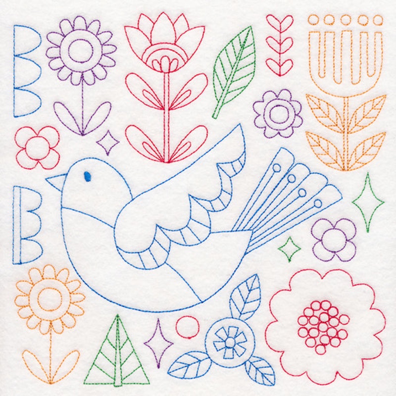 Folk Art Animal Square – Bird (Vintage)