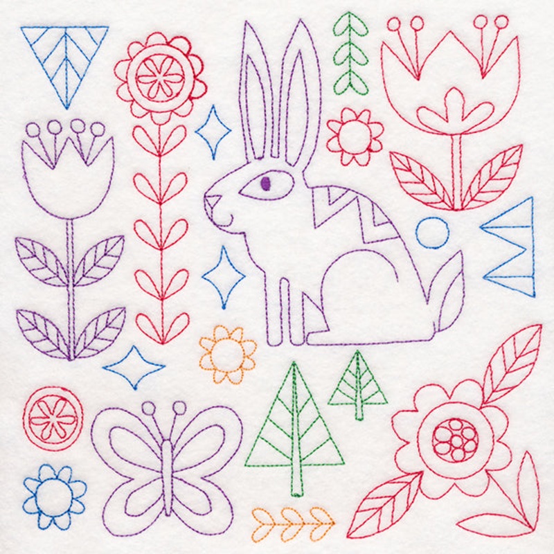 Folk Art Animal Square – Bunny (Vintage)