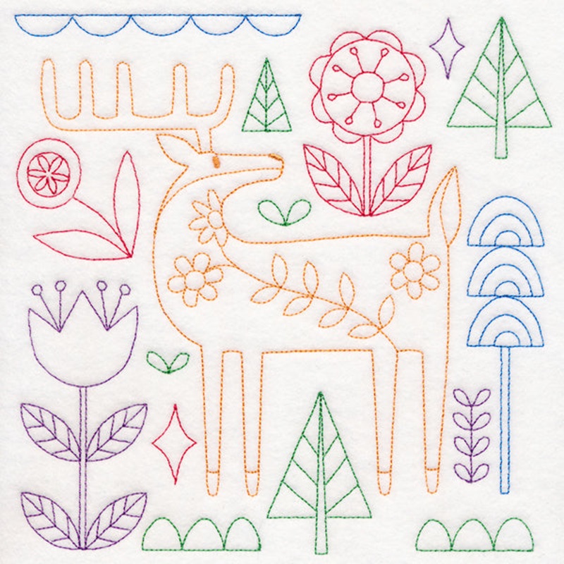 Folk Art Animal Square – Deer (Vintage)