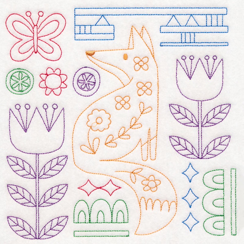 Folk Art Animal Square – Fox (Vintage)