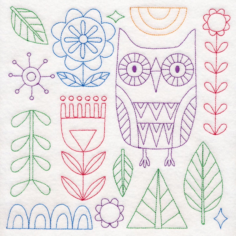 Folk Art Animal Square – Owl (Vintage)