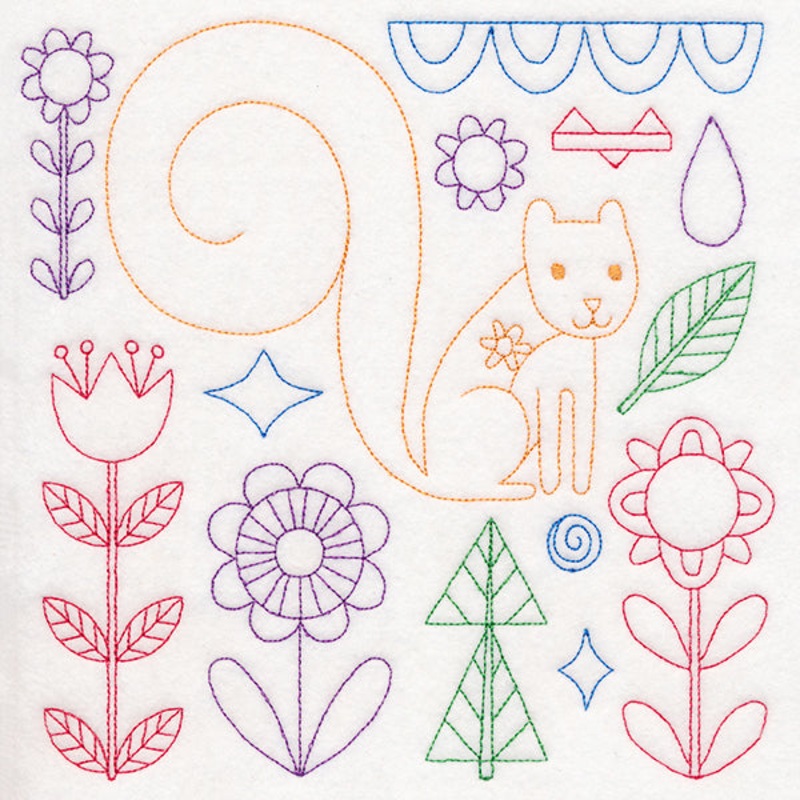 Folk Art Animal Square – Squirrel (Vintage)