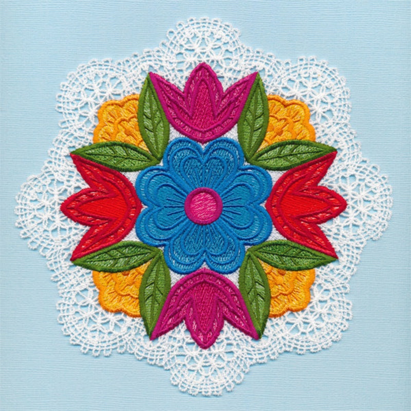 Folk Flowers Lace Doily (Freestanding)