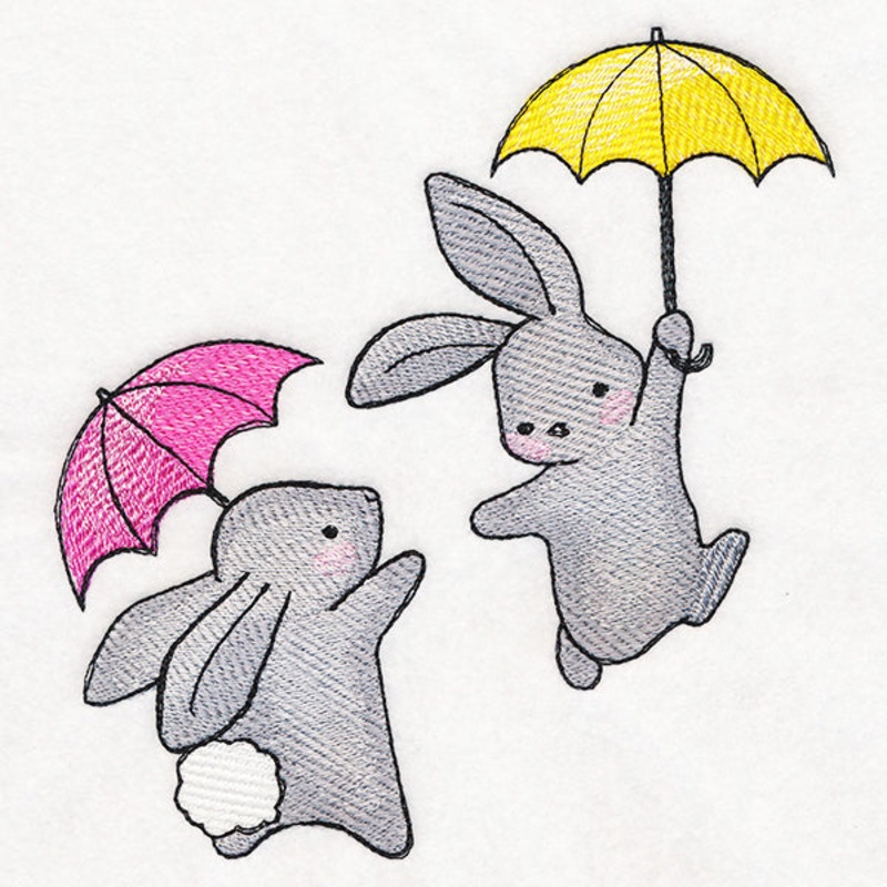 Buoyant Umbrella Bunnies|6.15″ x 5.85″ / 156.29mm x 148.58mm|5.1″ x 4.85″ / 129.58mm x 123.17mm|3.85″ x 3.66″ / 97.75mm x 92.92mm|All Sizes