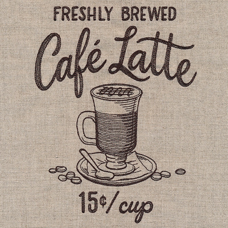 Coffeehouse Sign – Cafe Latte|7.74″ x 5.77″ / 196.61mm x 146.54mm|6.89″ x 5.14″ / 175.08mm x 130.48mm|5.7″ x 4.25″ / 144.7mm x 107.83mm|3.85″ x 2.87″ / 97.73mm x 72.8mm|All Sizes