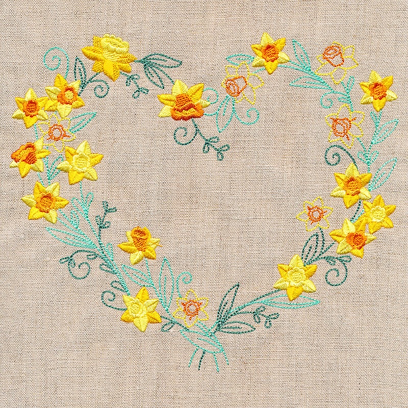 Delicate Daffodils Heart Wreath
