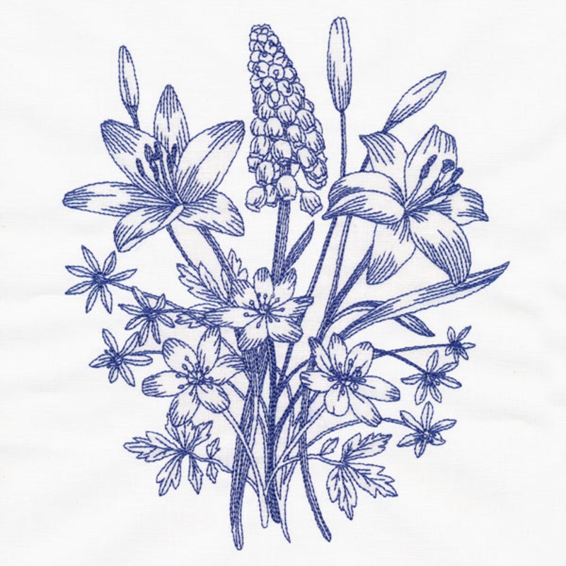 Lilies and Hyacinth Bouquet|7.8″ x 6.55″ / 198.12mm x 166.48mm|6.96″ x 5.85″ / 176.83mm x 148.59mm|5.77″ x 4.85″ / 146.61mm x 123.19mm|3.85″ x 3.23″ / 97.79mm x 82.1mm|All Sizes