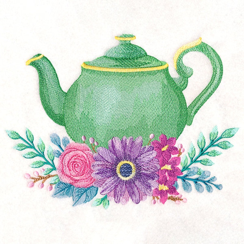 Teapot Bouquet in Watercolor|6.9″ x 9.21″ / 175.31mm x 233.85mm|5.85″ x 7.8″ / 148.54mm x 198.07mm|5.12″ x 6.84″ / 130.09mm x 173.8mm|All Sizes