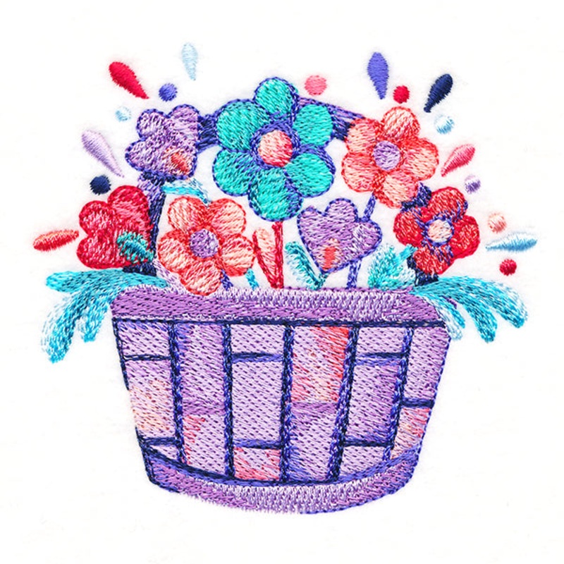 April Showers Flower Basket|3.62″ x 3.89″ / 91.83mm x 98.93mm|4.81″ x 5.33″ / 122.08mm x 135.26mm|All Sizes