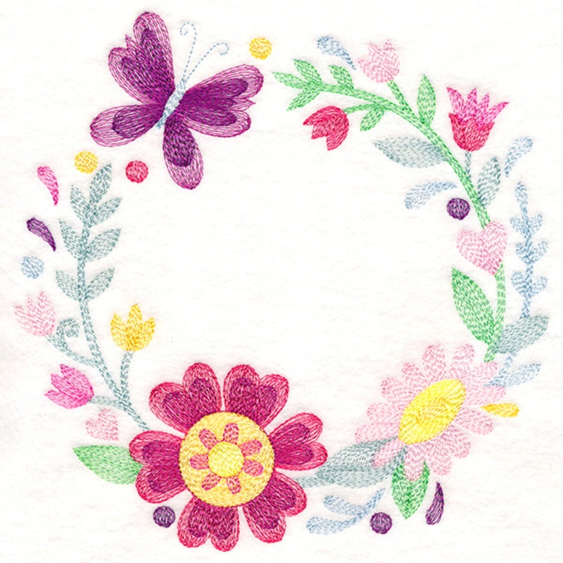 Blossoming Butterfly Wreath|7.79″ x 7.78″ / 197.82mm x 197.66mm|6.85″ x 6.85″ / 174.08mm x 173.99mm|5.85″ x 5.85″ / 148.67mm x 148.59mm|4.85″ x 4.85″ / 123.26mm x 123.19mm|3.85″ x 3.85″ / 97.75mm x 97.69mm|All Sizes