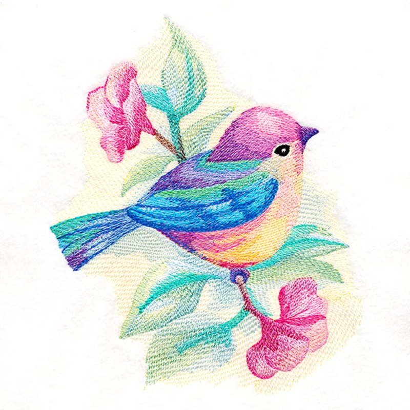 Charming Bird in Watercolor|7.8″ x 6.64″ / 198.08mm x 168.58mm|6.85″ x 5.86″ / 174.11mm x 148.77mm|5.7″ x 4.86″ / 144.72mm x 123.4mm|All Sizes