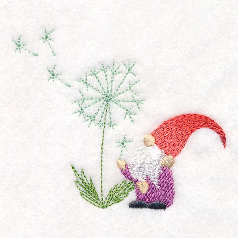 Delightful Dandelion Gnome|2.97″ x 3.49″ / 75.44mm x 88.65mm|2.11″ x 2.48″ / 53.59mm x 62.99mm|All Sizes